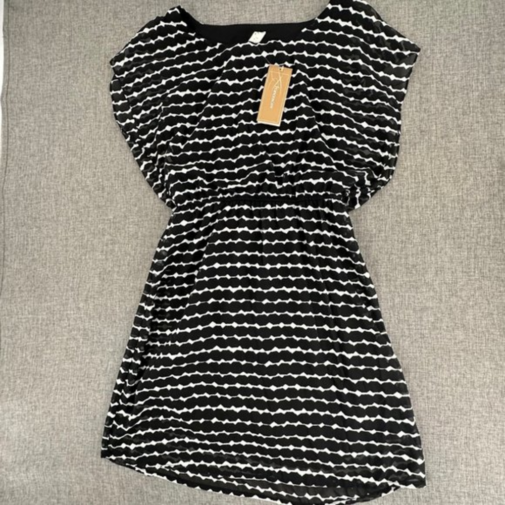 Francesca's Dress Black White‎ Small Mesh Lined Brand New Work Business Cocktail